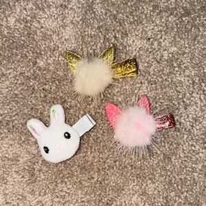 Charming Bunny and Glitter Hair Clips Set